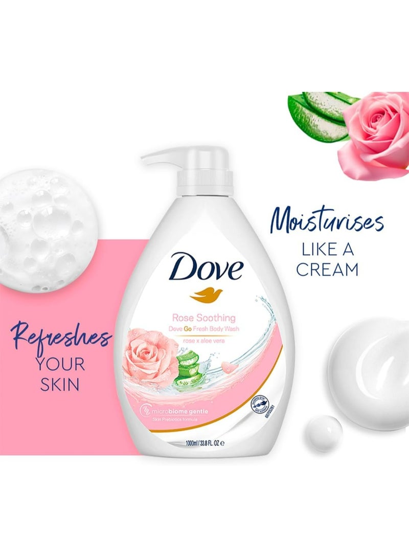 Dove Moisturizing Body Wash & Shower Gel with Rose & Aloe Vera for Soft Skin – 1L Family Size - Image 4